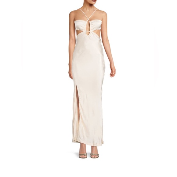 BARDOT Daring Cutout Satin Maxi Dress Size 8 NWT - Picture 1 of 2